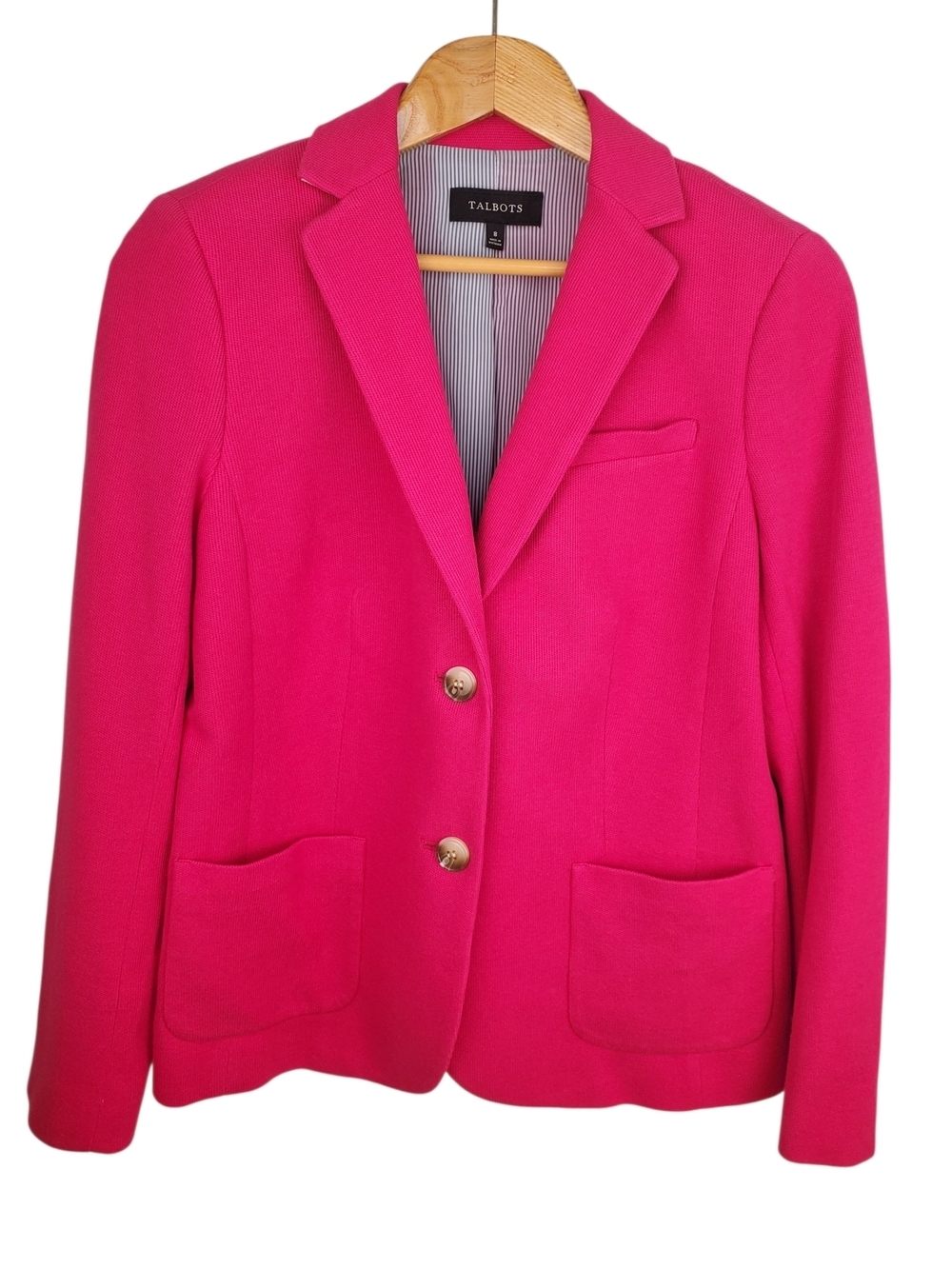 Talbots Bright Pink Two-Button Notch Lapel Blazer